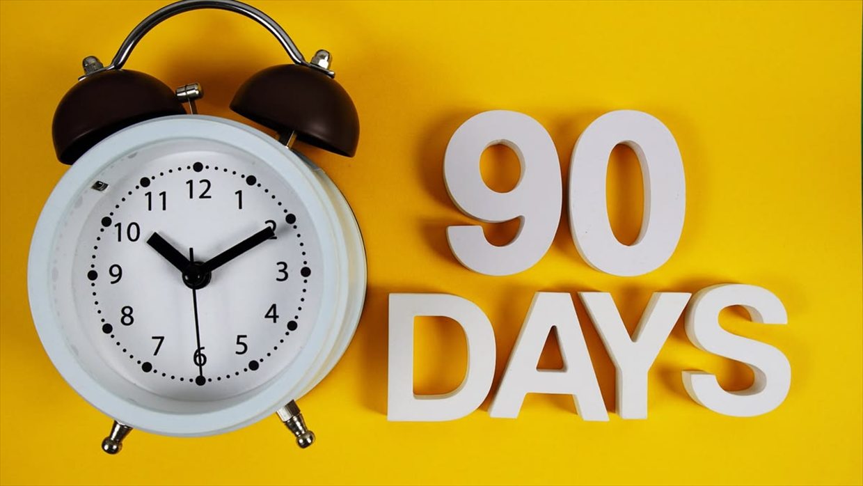 Dashboard illustration showing acquisition, conversion and retention metrics over ninety days